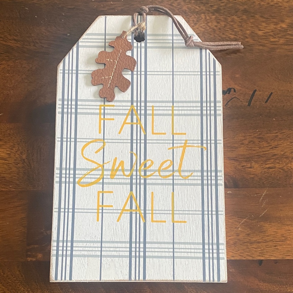 Plaid Fall Sweet Fall Decorative Sign: Wood